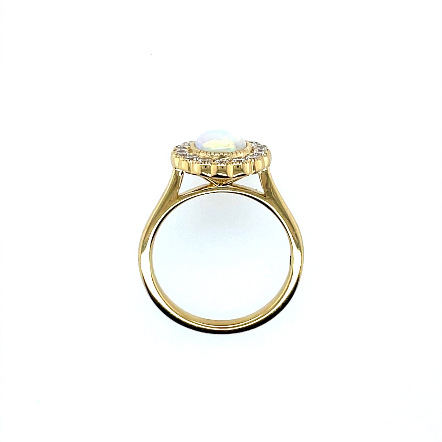 18ct Gold Real Opal & Diamond Cluster Ring GRL78