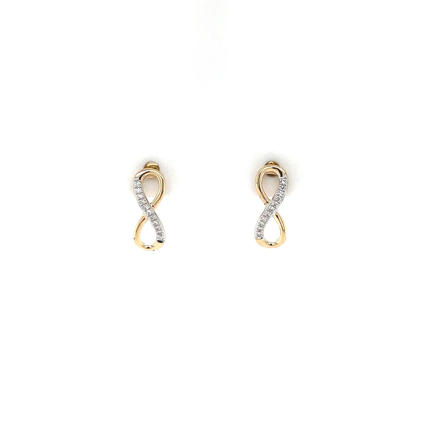 9ct Gold Infinity Diamond Stud Earrings DE126