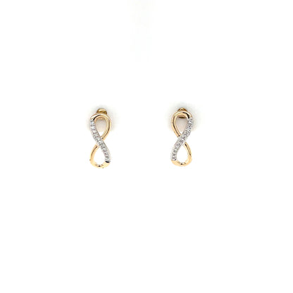 9ct Gold Infinity Diamond Stud Earrings DE126