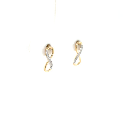 9ct Gold Infinity Diamond Stud Earrings DE126