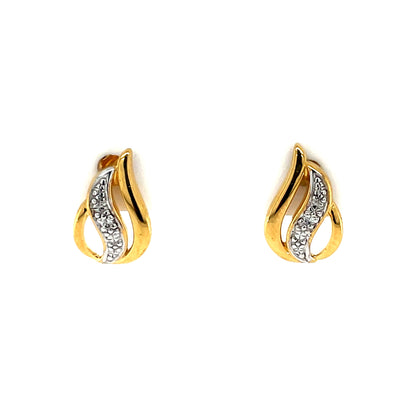 9ct Gold Diamond Teardrop Stud Earrings DE124