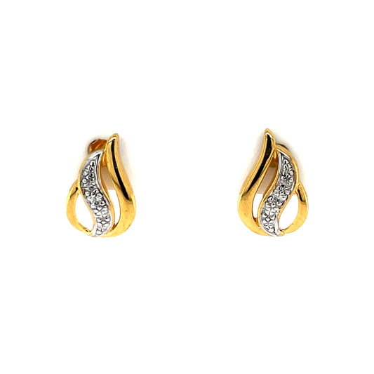 9ct Gold Diamond Teardrop Stud Earrings DE124
