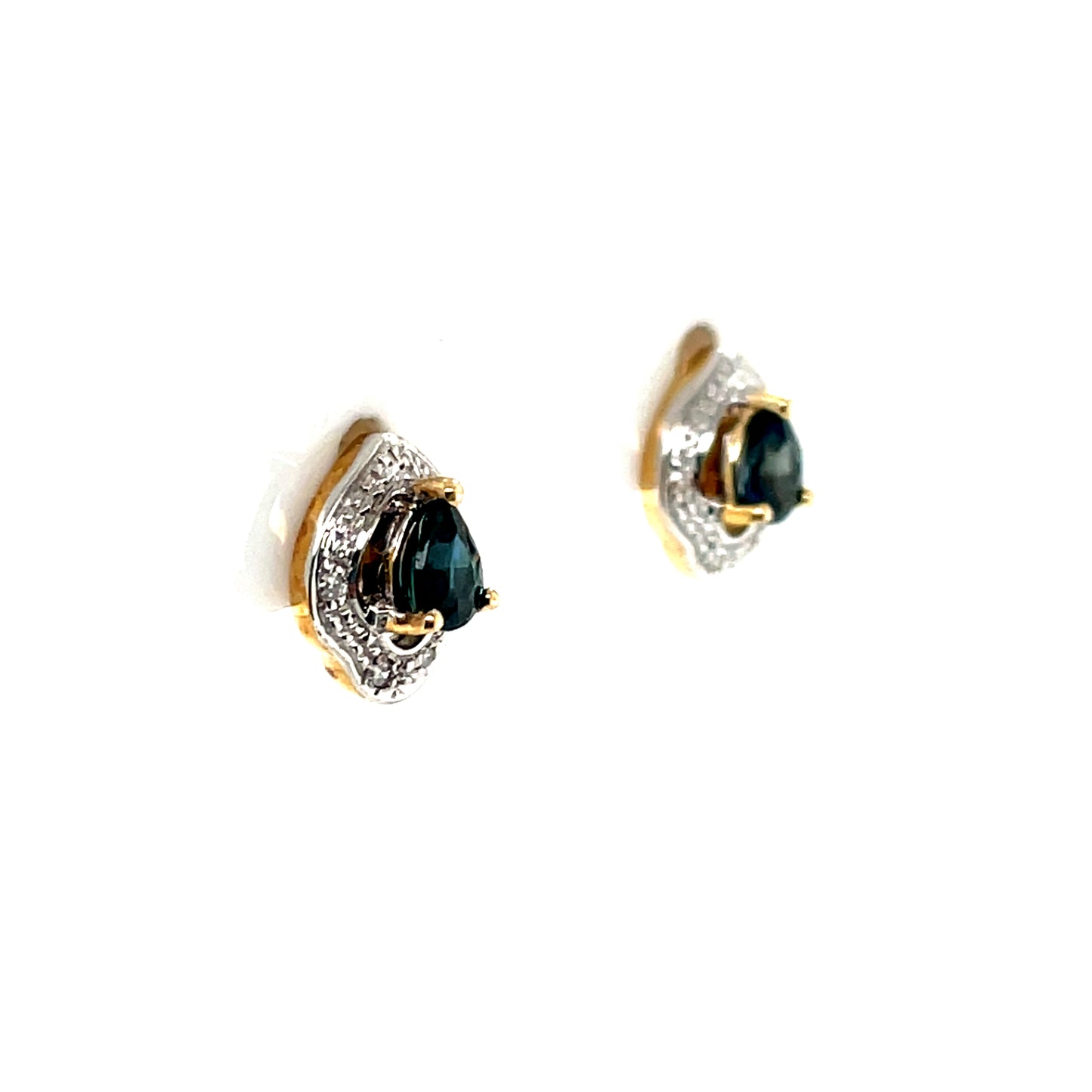 9ct Gold Real Sapphire & Diamond Stud Earrings GES113