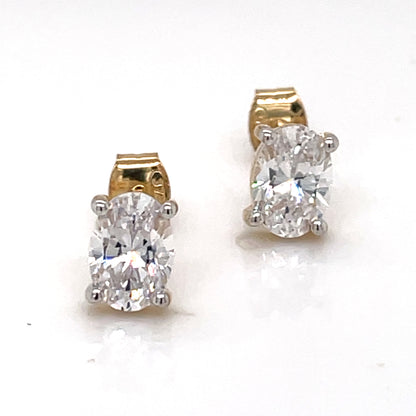 9ct Gold Oval CZ Stud Earrings GEZ789