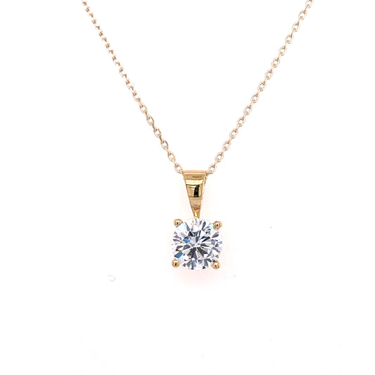 9ct Gold CZ Solitaire Pendant 6mm GPZ390