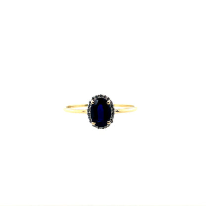 9ct Gold Sapphire CZ Cluster Ring GRS276