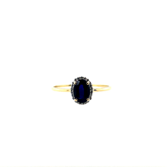 9ct Gold Sapphire CZ Cluster Ring GRS276