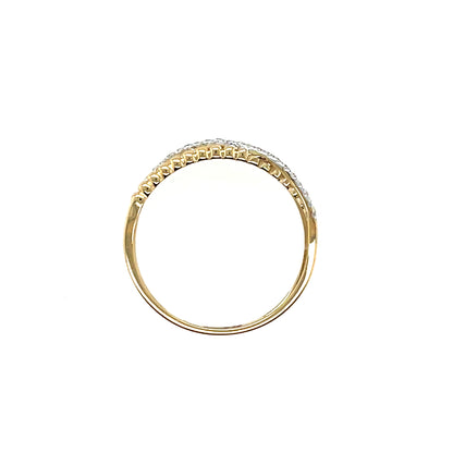 9ct Gold CZ Crossover Band Ring GRZ370