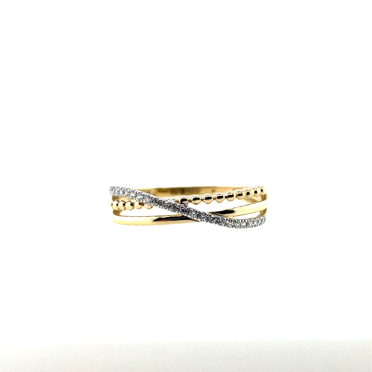 9ct Gold CZ Crossover Band Ring GRZ370