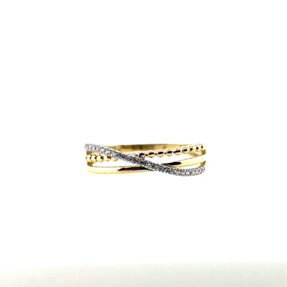 9ct Gold CZ Crossover Band Ring GRZ370