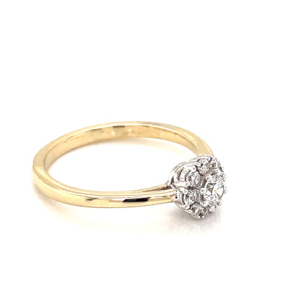 9ct Gold CZ Flower Cluster Ring GRZ356