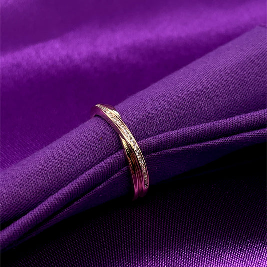 9ct Gold CZ Crossover Eternity Ring GRA132