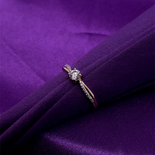 9ct Yellow Gold CZ Crossover Ring GRZ313