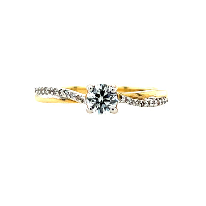 9ct Yellow Gold CZ Crossover Ring GRZ313