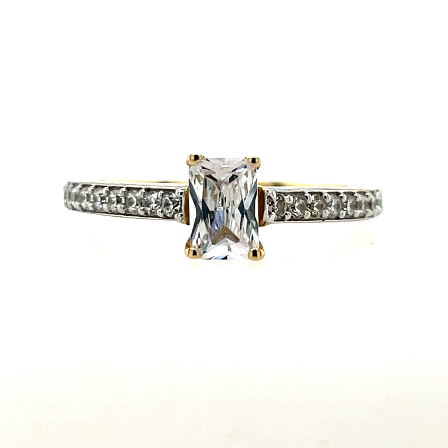 9ct Gold CZ Rectangular Ring GRZ358