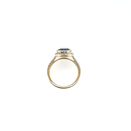 9ct Gold Created Sapphire & CZ Oval Pavé Cluster Ring GRS285