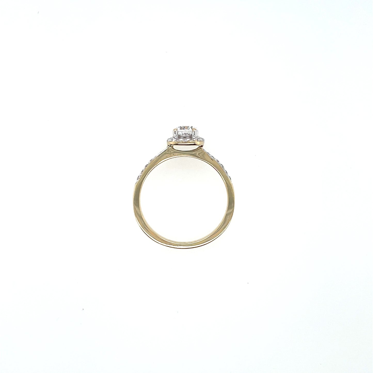 9ct Gold CZ Cushion Halo Ring GRZ390