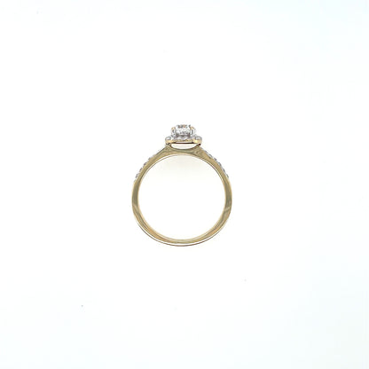 9ct Gold CZ Cushion Halo Ring GRZ390