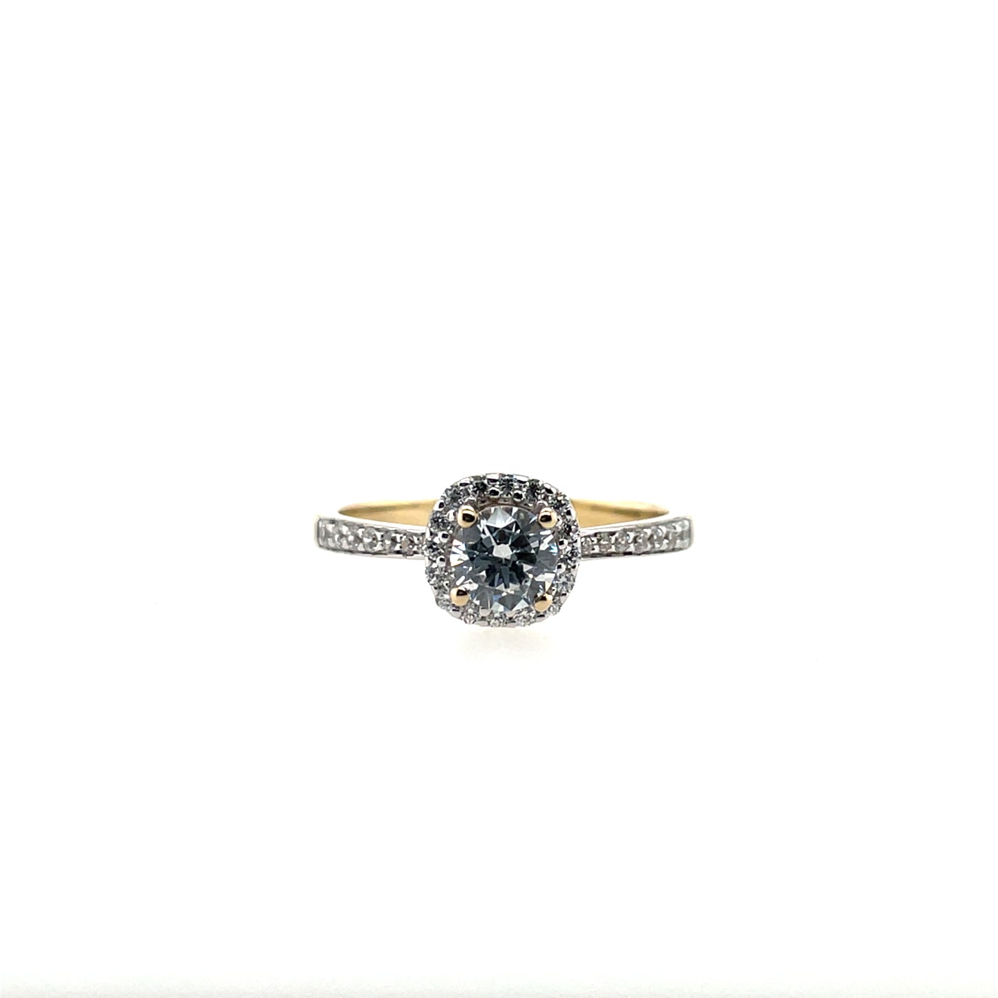 9ct Gold CZ Cushion Halo Ring GRZ390