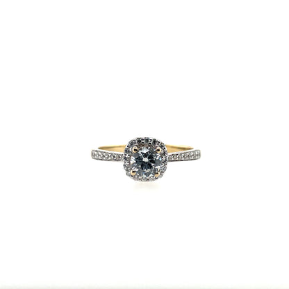 9ct Gold CZ Cushion Halo Ring GRZ390