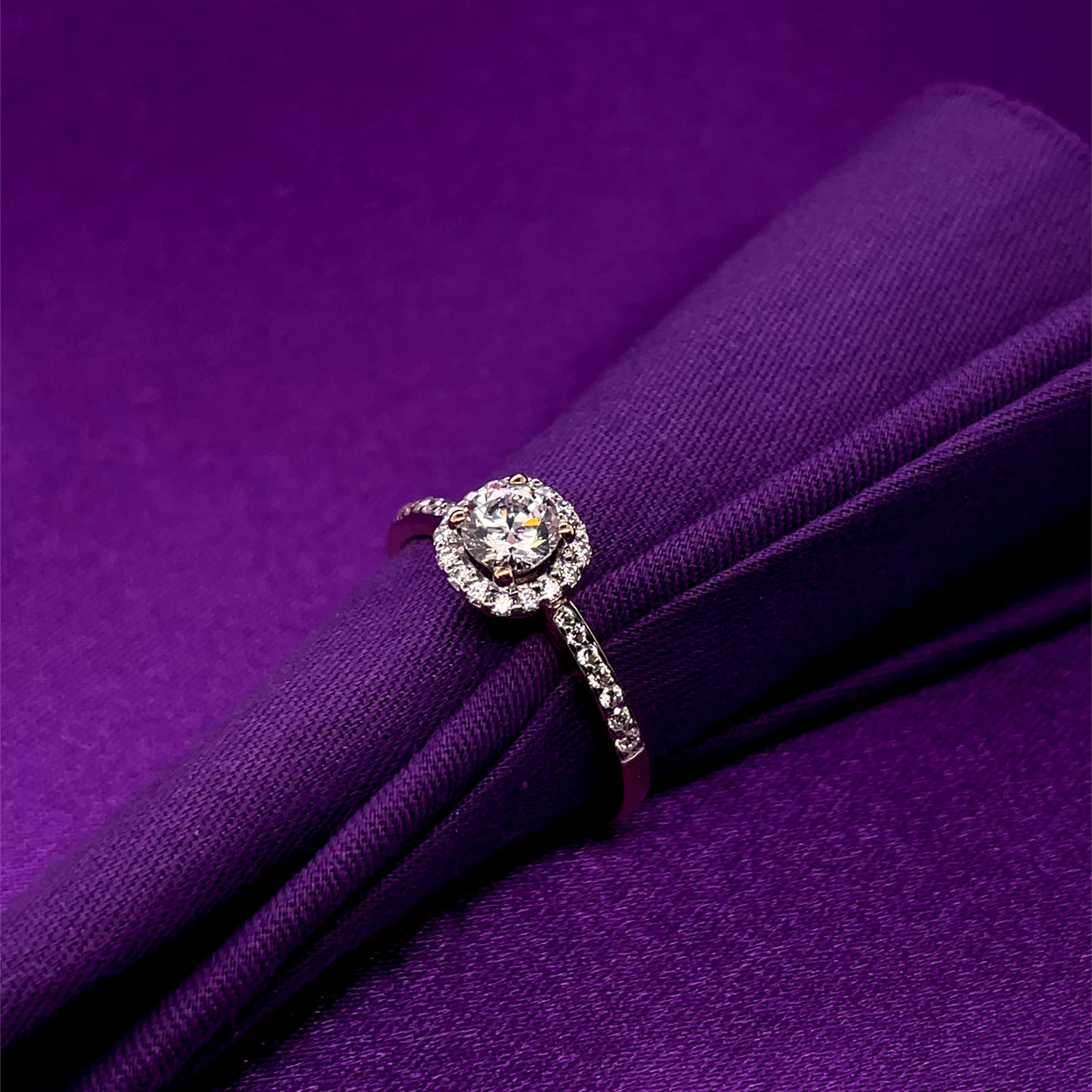 9ct Gold CZ Cushion Halo Ring GRZ390