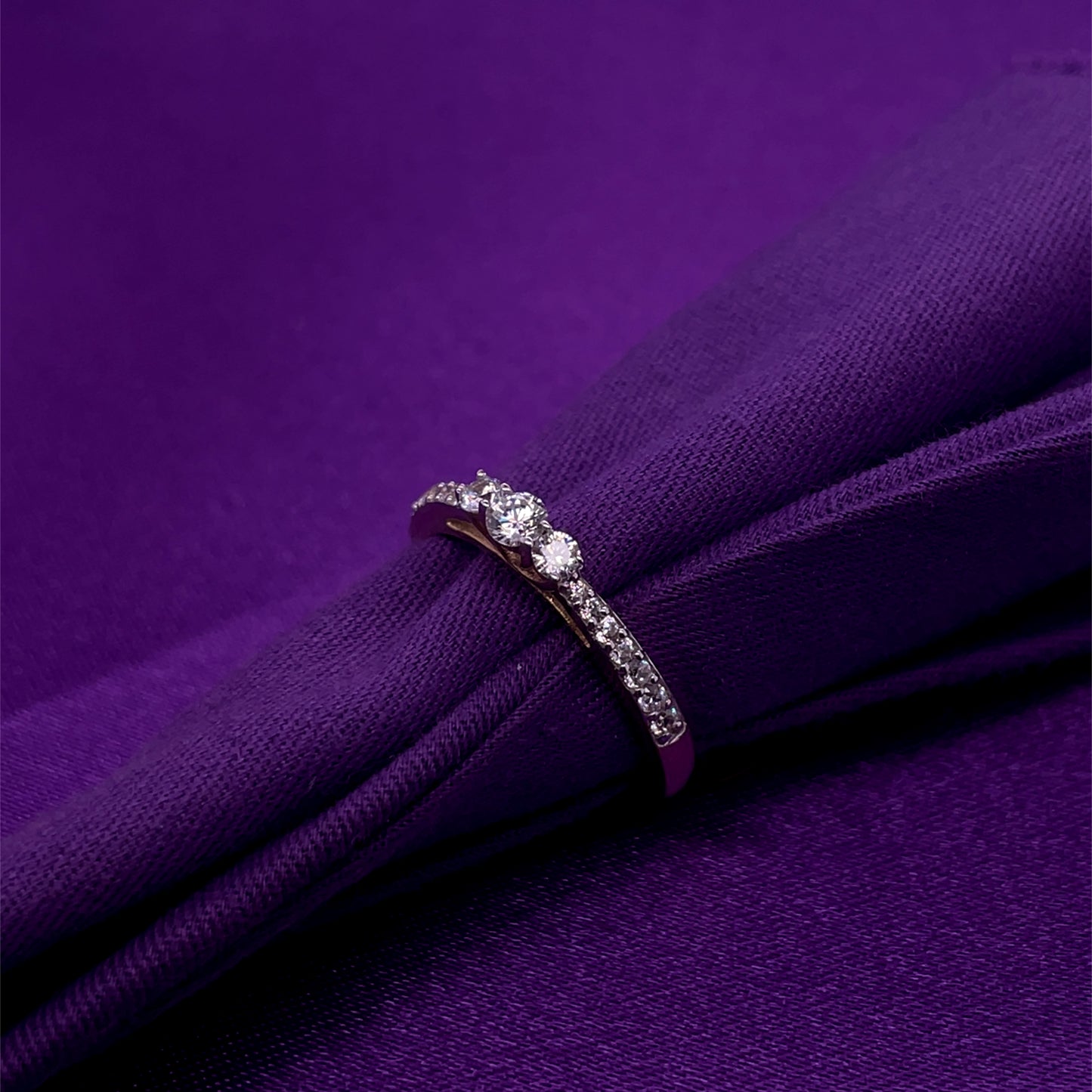 9ct Yellow Gold CZ Trilogy Ring with CZ Shoulders GRZ245