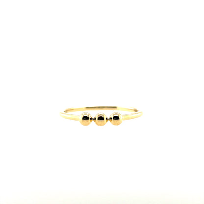 9ct Gold Three Bead Ring GR459