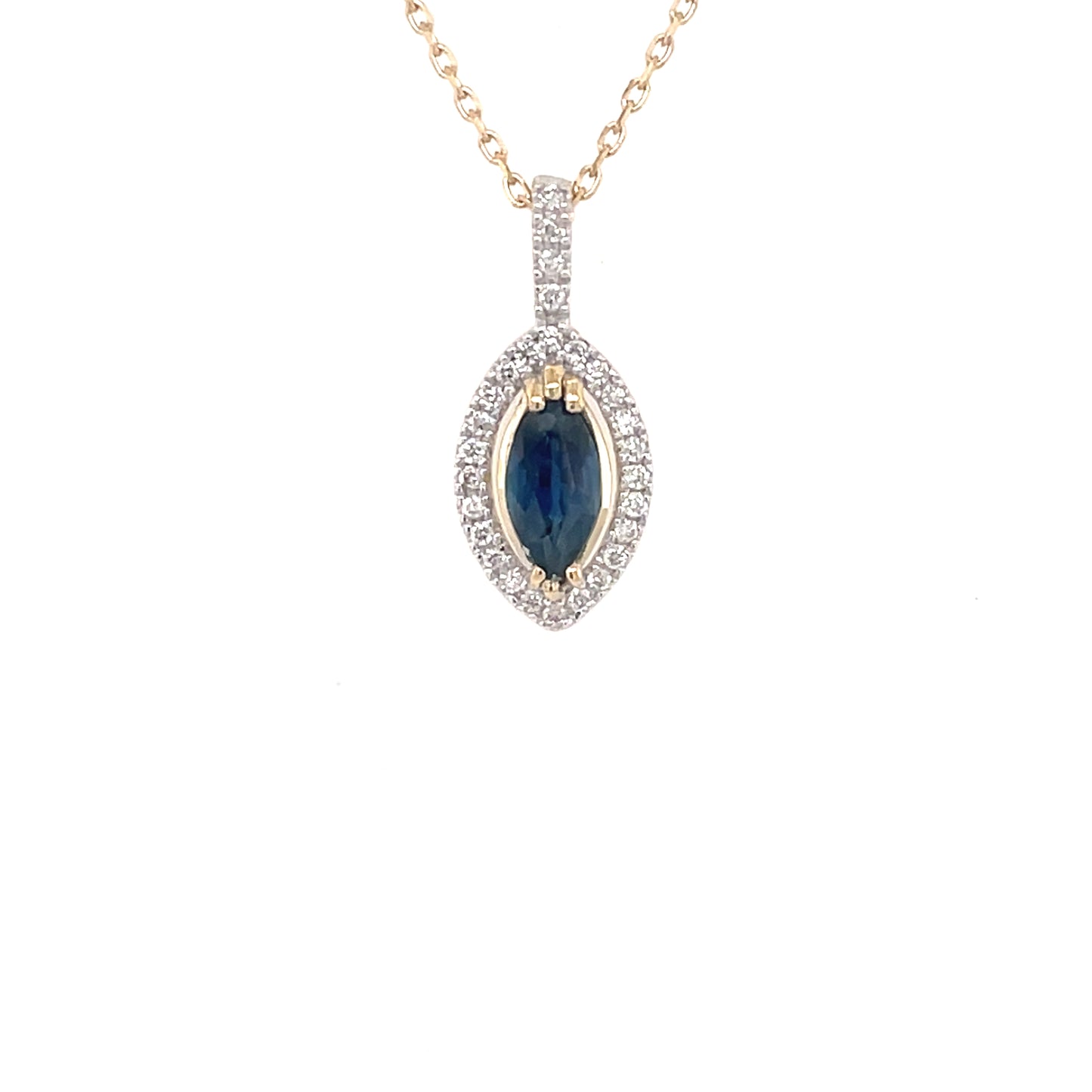 9ct Gold Real Sapphire & Diamond Pendant GPS86