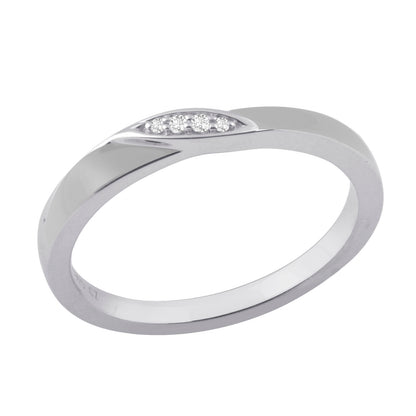 9ct White Gold Diamond 0.03ct Band Ring X138