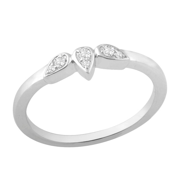 9ct White Gold Diamond 0.06ct Petal Ring X133