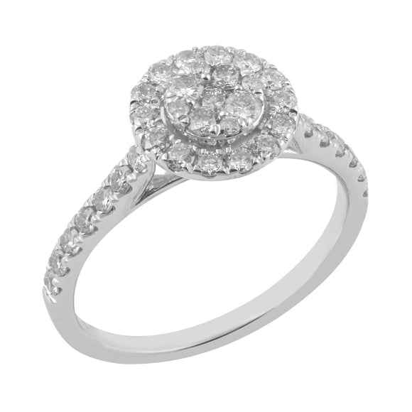18ct White Gold Diamond Round Halo 0.67ct Engagement Ring Z230