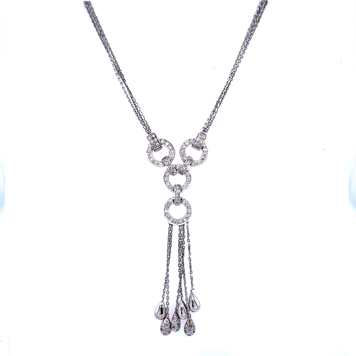 18ct White Gold Diamond Drops Necklet DN011