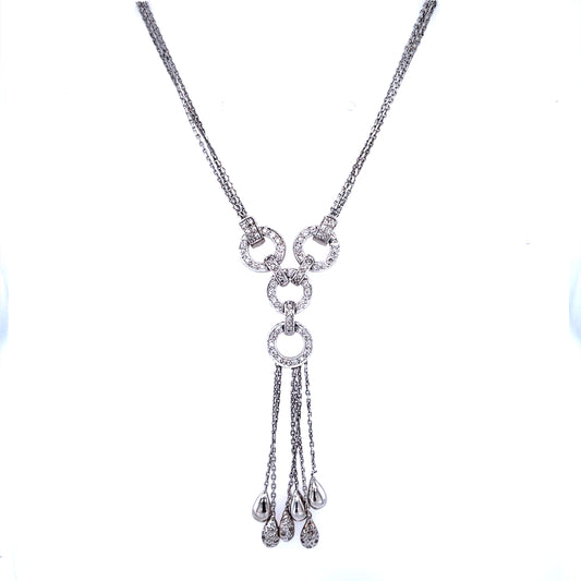 18ct White Gold Diamond Drops Necklet DN011
