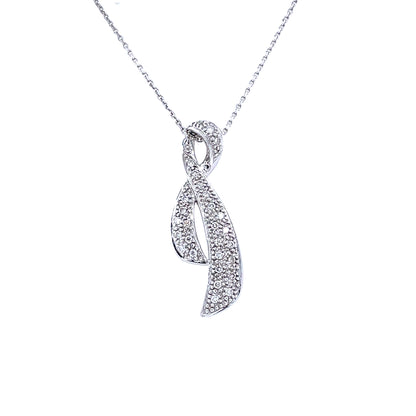 18ct White Gold Diamond Ribbon Pendant DP030