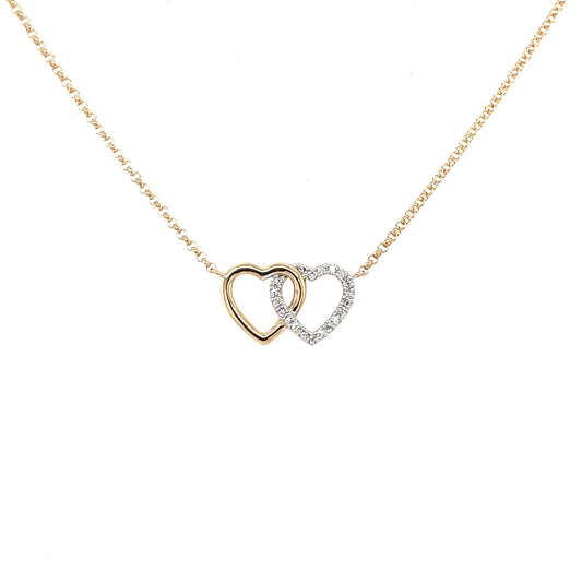 9ct Gold Double Heart Diamond Pendant DP095