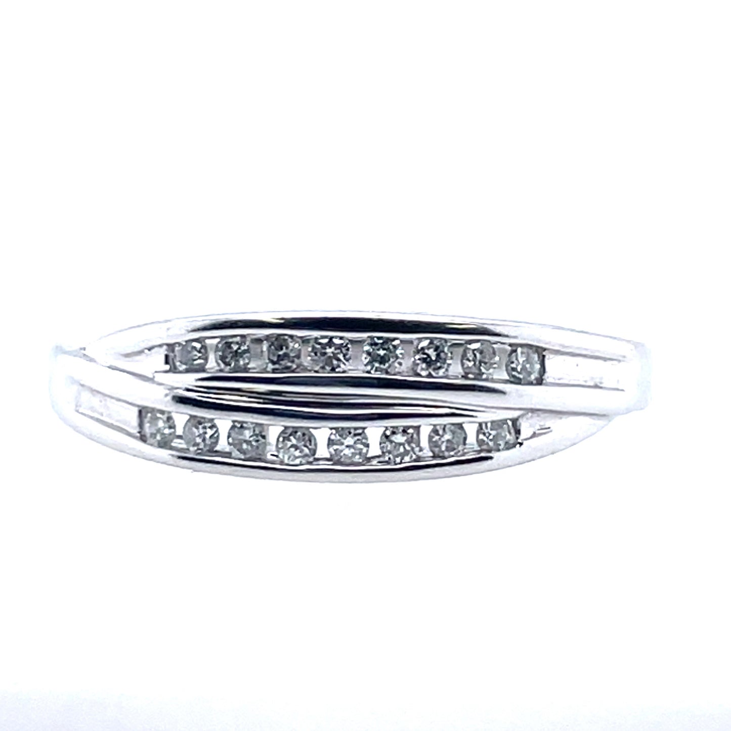 9ct White Gold Diamond Double Row Ring DR060