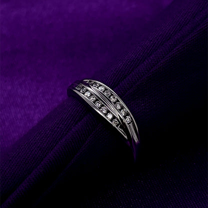 9ct White Gold Diamond Double Row Ring DR060