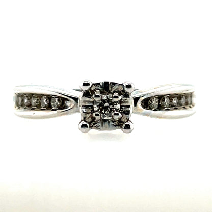 9ct White Gold Diamond 0.21ct Illusion Solitaire Ring Z094
