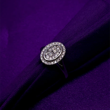 9ct White Gold Diamond Oval Halo 0.50ct Engagement Ring DR061B