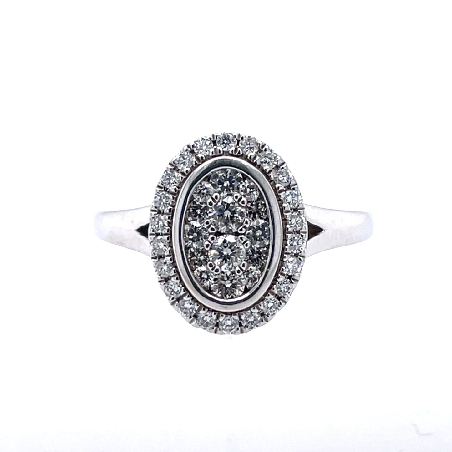 9ct White Gold Diamond Oval Halo 0.50ct Engagement Ring DR061B