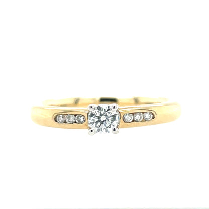 9ct Gold Diamond Solitaire Ring Channel-set Shoulders Z030