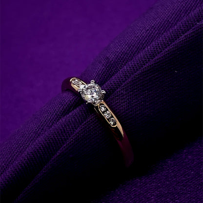 9ct Gold Diamond Solitaire Ring Channel-set Shoulders Z030