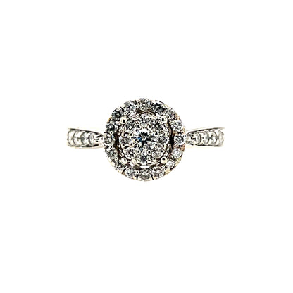 9ct White Gold Diamond 0.50ct Halo Ring Z066
