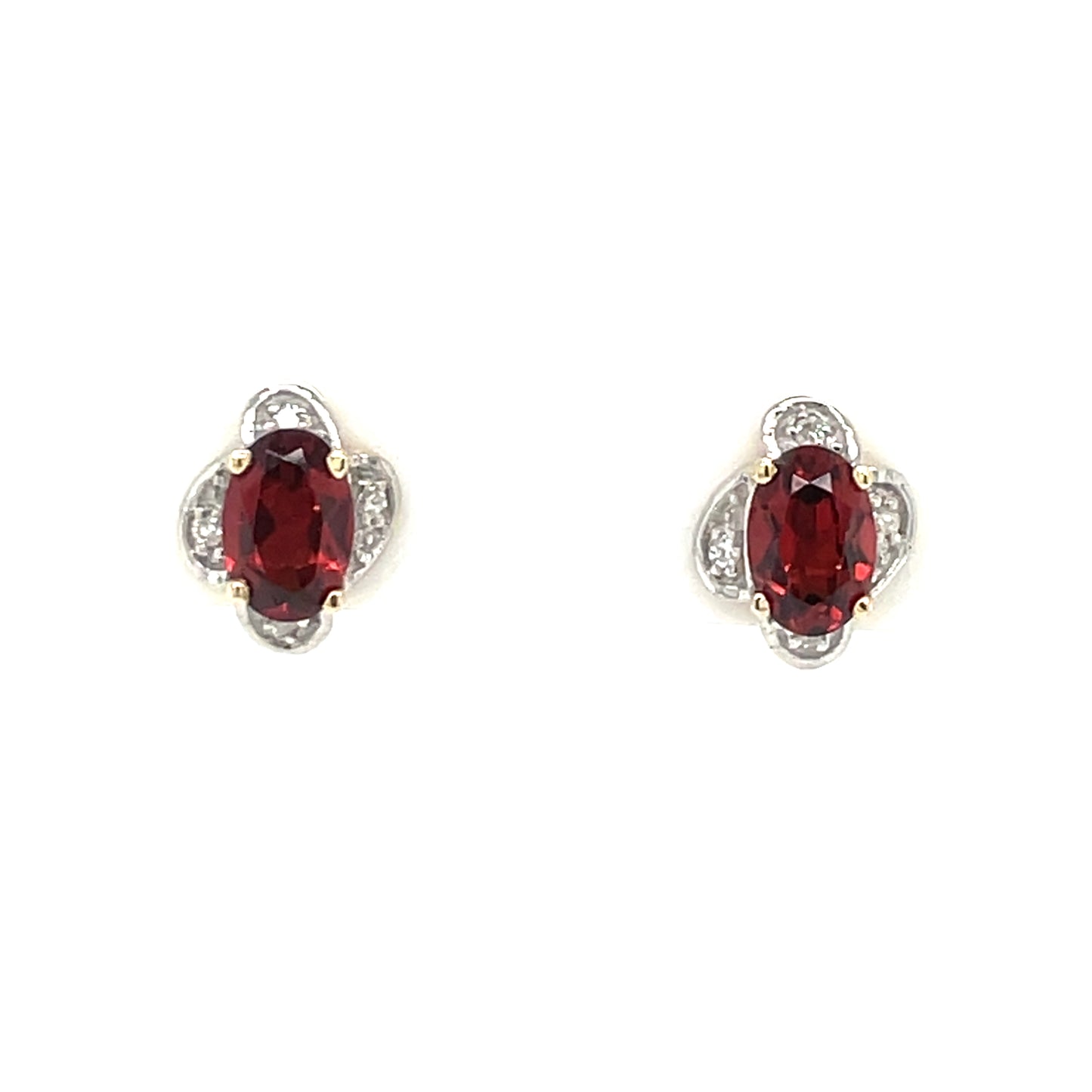 9ct Gold Real Garnet & Diamond Stud Earrings GEX175