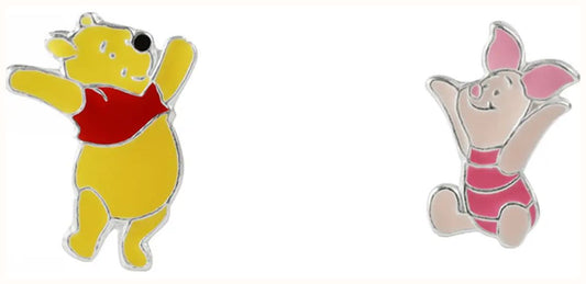 Disney Silver Pooh & Piglet Mismatch Stud Earrings E908018