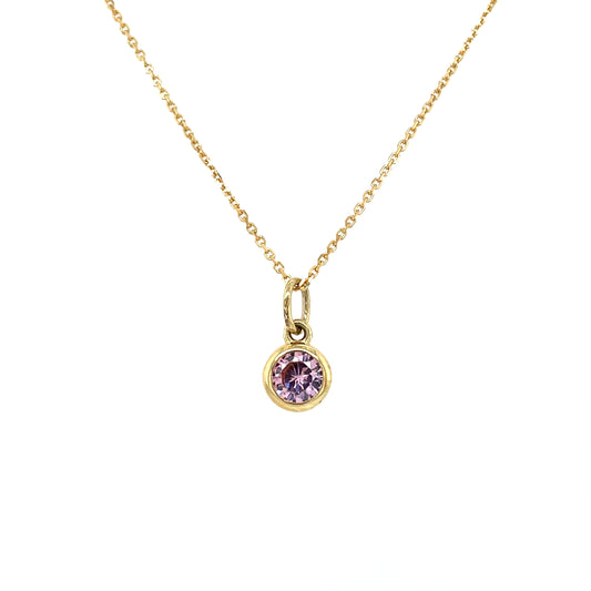 9ct  Gold Dainty Pink CZ Birthstone Pendant GPX205
