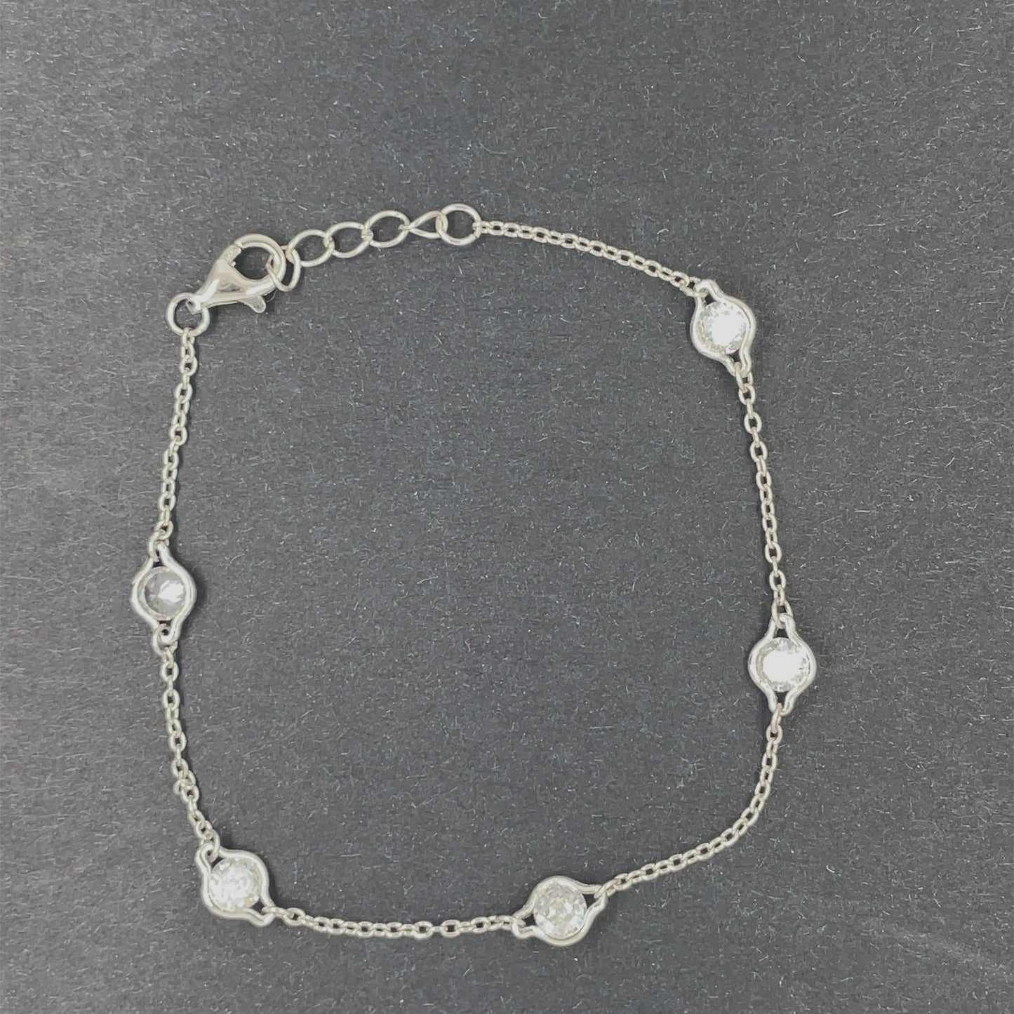 Sterling Silver CZ Station Bracelet ED060SB