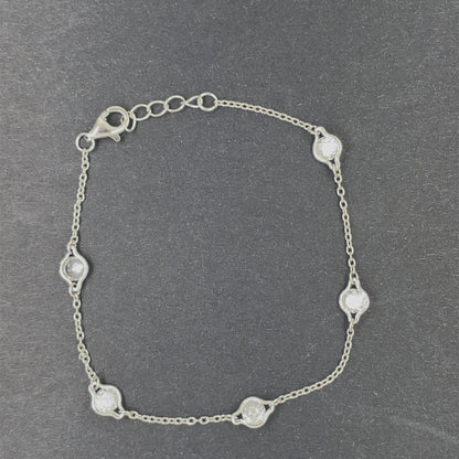 Sterling Silver CZ Station Bracelet ED060SB