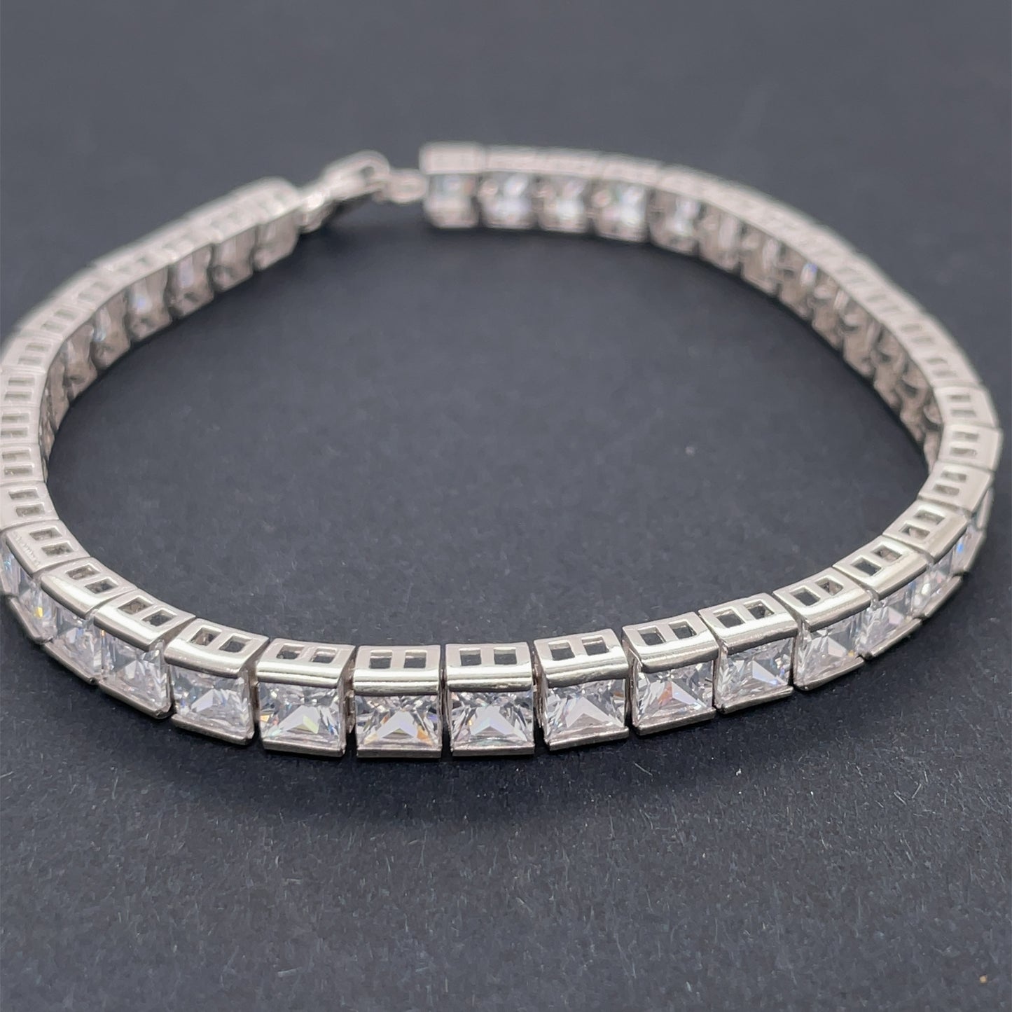 Sterling Silver 5mm Square CZ Tennis Bracelet ED099S