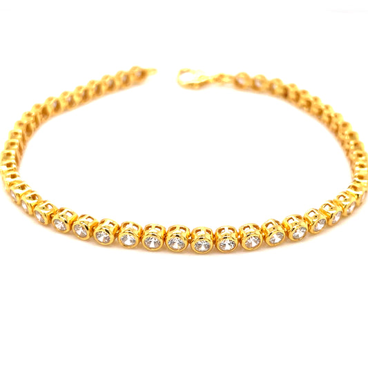 Sterling Silver 18ct Gold-plated 2mm CZ Tennis Bracelet ED923GB